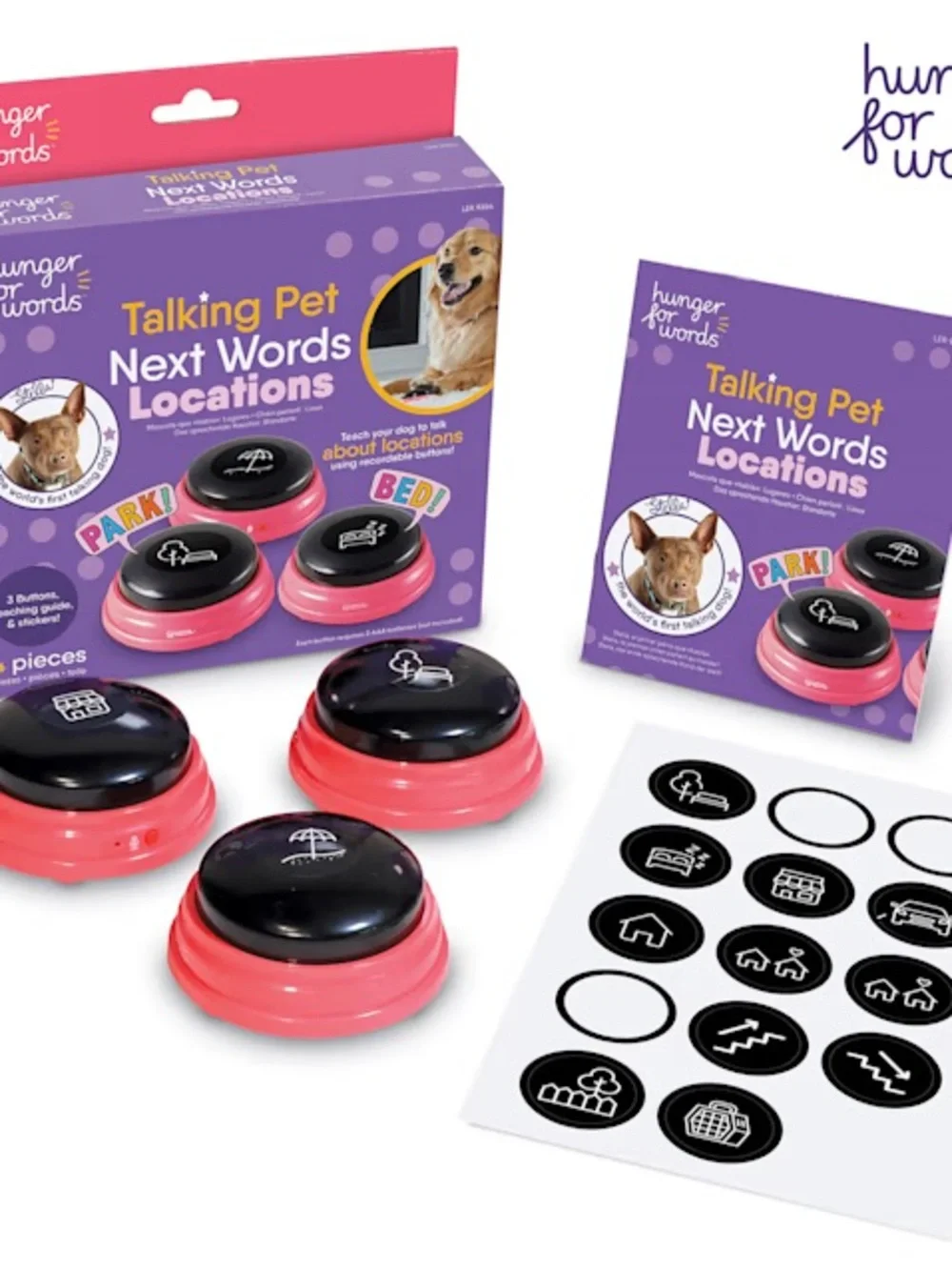 Talking Pet Next Words Locations Buttons - Pink & Black